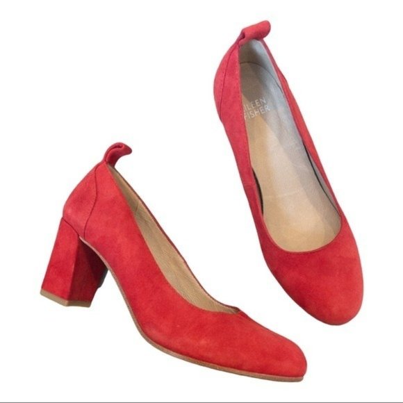 EILEEN FISHER Lela Suede Pumps in Red - Size 5.5 - Picture 1 of 6